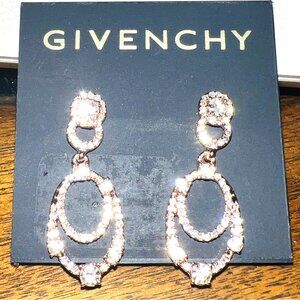 Givenchy Gold Tone Crystal Earrings Pierced